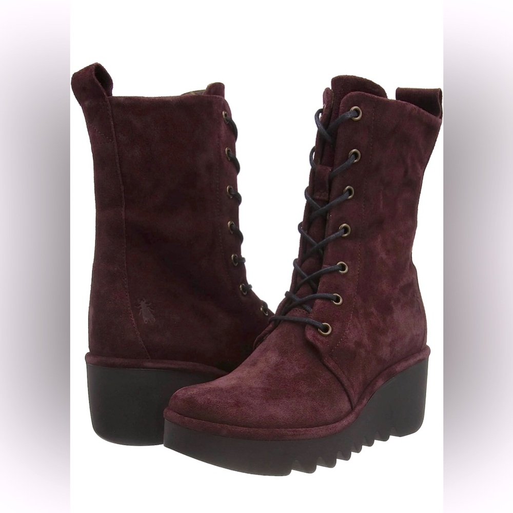 Fly London Burgundy Suede Boots BIRD 241